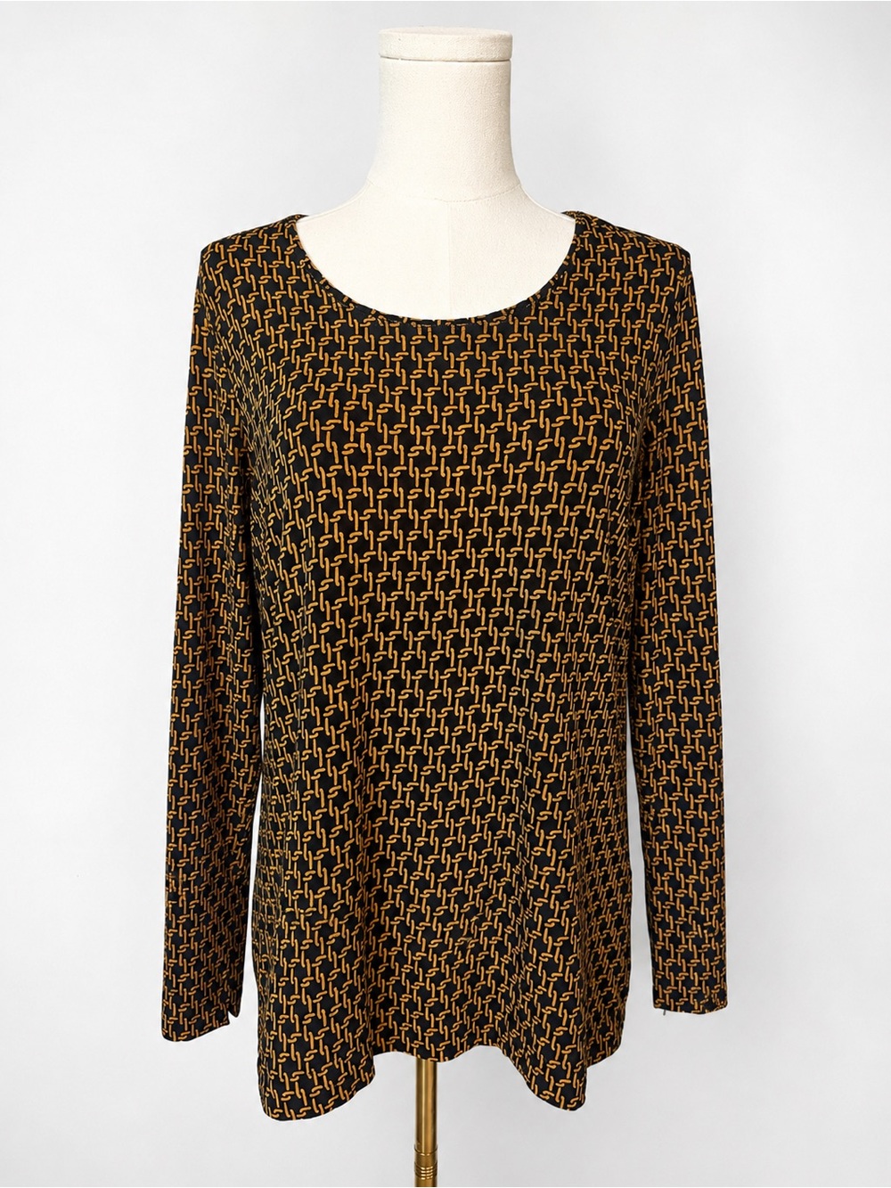 Chico’s Size 0 Geometric Print Long Sleeve Rayon Stretch Tunic Top